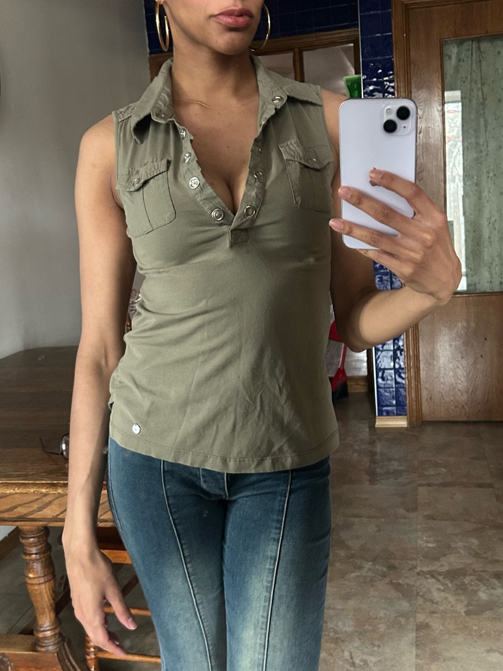 Khaki Sleeveless Top